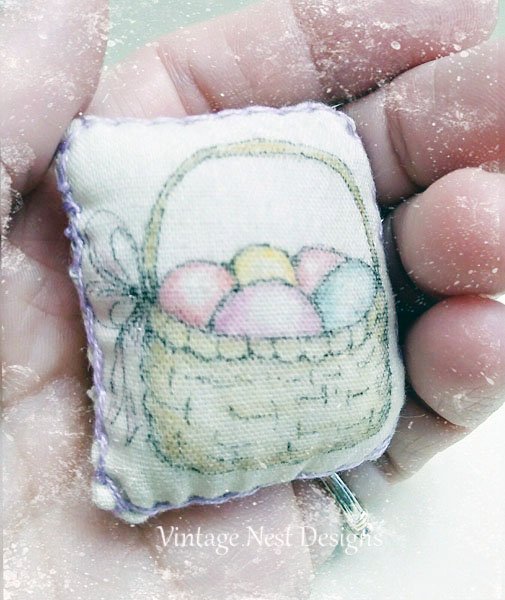 Easter Pillow No.1:1 Dollhouse Miniature Handmade image 1