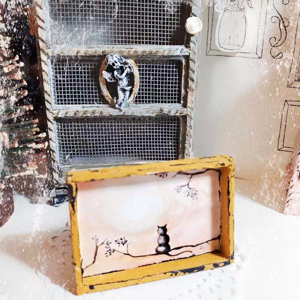 Cat & the Moon No.2:1 Dollhouse Miniature Handmade image 2