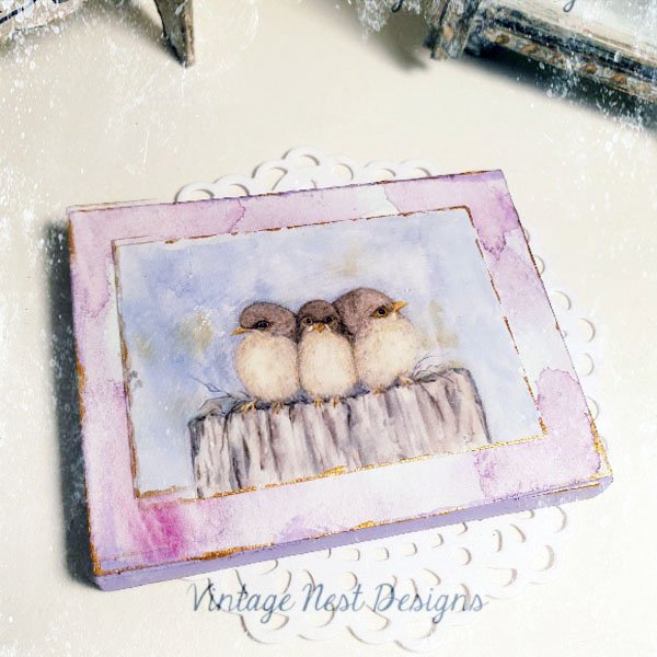 Three Tweets No.1:2 Dollhouse Miniature Handmade Wooden Framed Art image 5