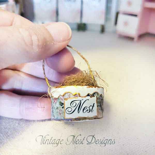 Bird Nest Basket No.7 Dollhouse Miniature Handmade image 3
