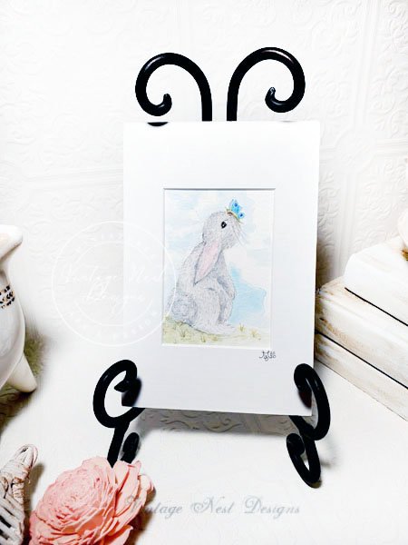 Rabbit and Butterfly No.1 Original Watercolor Painting image 0