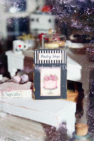 Cake No.7:2 Dollhouse Miniature Handmade Framed Art image 1