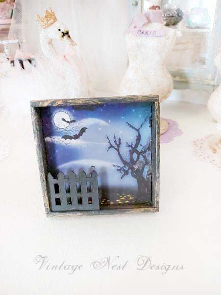 Happy Hauntings No.1:2 Dollhouse Miniature Handmade Wooden Framed Art image 0