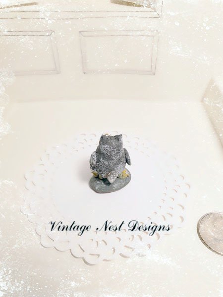 Porcelain Owl No.4 Dollhouse Miniature Handmade One of a Kind image 2