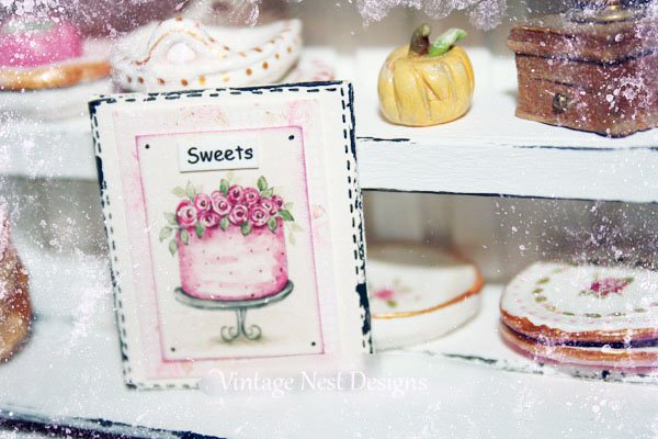 Cake No.7:6 Dollhouse Miniature Handmade Wooden Framed Art image 7
