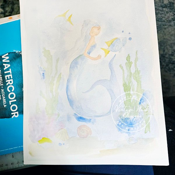 Mermaid No.4 Fine Art Original Watercolor Painting image 1
