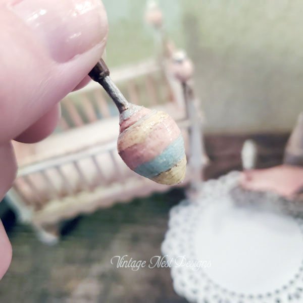 Nursery Wooden Toy Top No.1 Dollhouse Miniature Handmade image 1