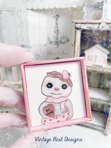 Valentine Love No.1:1 Dollhouse Miniature Handmade Framed Art image 4