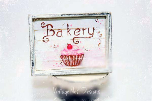 Bakery Sign No.1 Dollhouse Miniature Handmade image 0