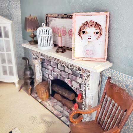 Valentine Girl No.3:1 Dollhouse Miniature Handmade Framed Wooden Art image 1