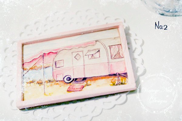 Barbie Camper No.1:2 Dollhouse Miniature Handmade Wooden Framed Art image 4