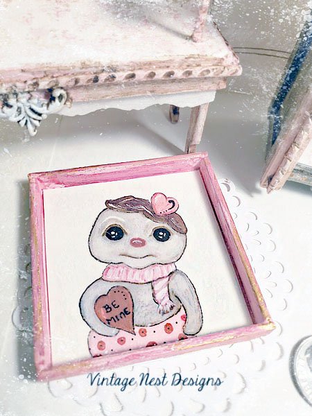Valentine Love No.1:1 Dollhouse Miniature Handmade Framed Art image 2