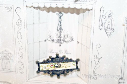 Bird Nest Roses No.4 Dollhouse Miniature Metal Framed image 1