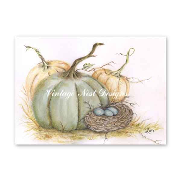 Pumpkin Patch No.4 Digital Prints Watercolor Painting image 2