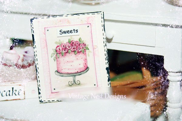 Cake No.7:6 Dollhouse Miniature Handmade Wooden Framed Art image 3
