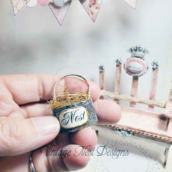 Bird Nest Basket No.4 Dollhouse Miniature Handmade image 1