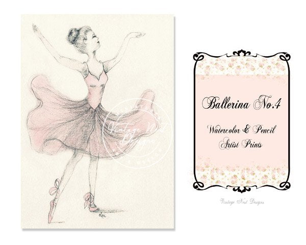 Ballerina No.4 Digital Prints Watercolor Painting image 0