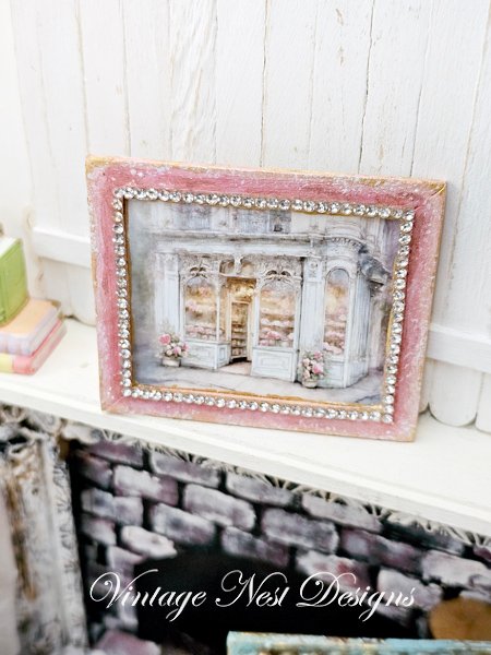 French Store No.5:1 Dollhouse Miniature Handmade Wooden Framed Art image 0