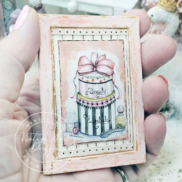 Beauty Essentials No.1:2 Dollhouse Miniature Handmade Wooden Framed Art image 4