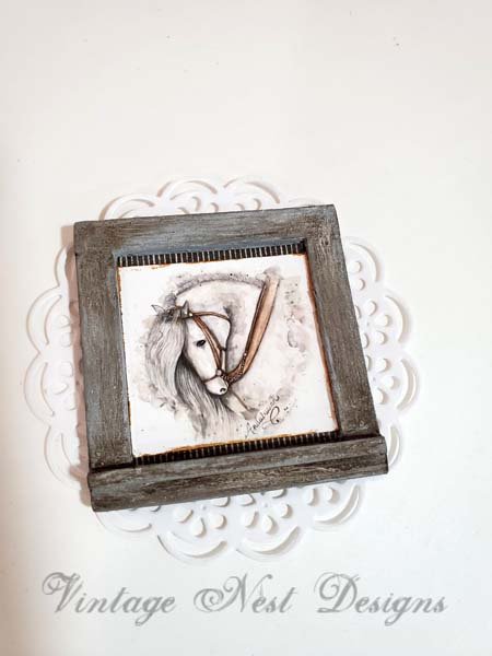 Andalusian Horse No.1:3 Dollhouse Miniature Handmade Framed Art image 3