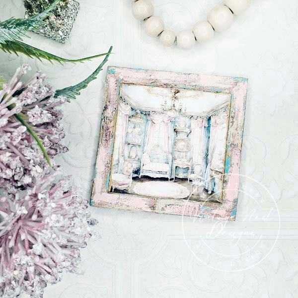 Baby Girl Bedroom No.1:1 Dollhouse Miniature Handmade Wooden Framed Art image 1
