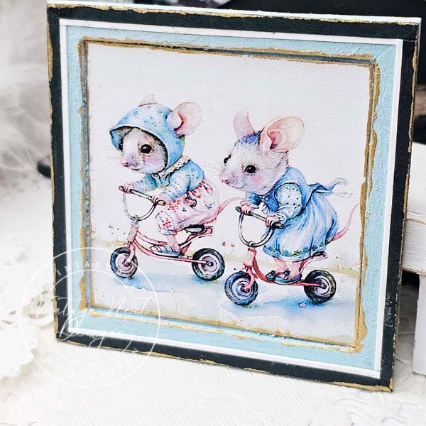 Nursery Mice No.1:4 Dollhouse Miniature Handmade Wooden Framed Art image 2
