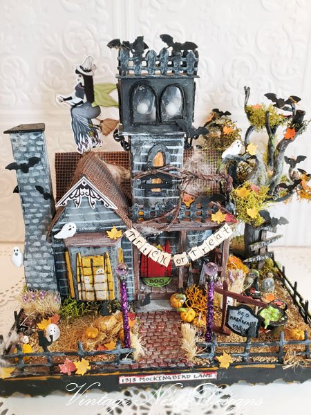 Haunted Halloween Mansion No.2 Dollhouse Miniature Handmade image 0