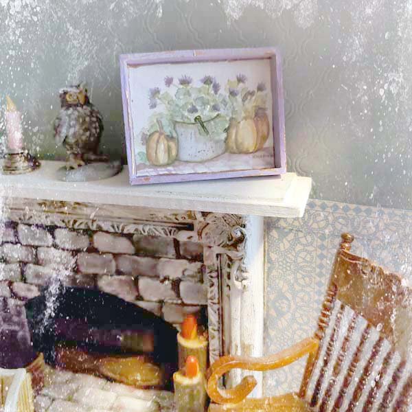 Bucket of Pumpkins No.1:1 Dollhouse Miniature Handmade Framed Art image 2