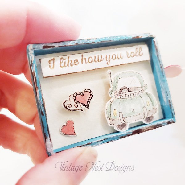 Valentine I Like How You Roll No.1 Dollhouse Miniature Handmade Framed Art image 3