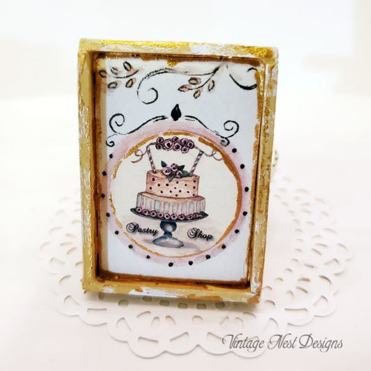 Bakery Sign No.5:1 Dollhouse Miniature Handmade Wooden Framed Art image 0