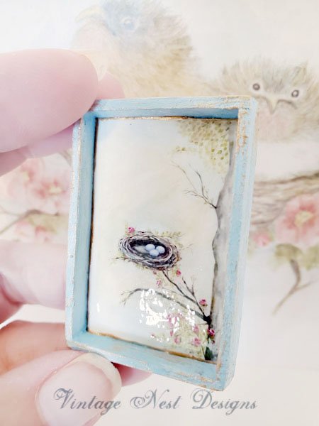 Bird Nest Roses Tree No.1:1 Dollhouse Miniature Handmade image 5