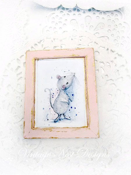 Mouse No.7:1 Dollhouse Miniature Handmade Wooden Framed Art image 4