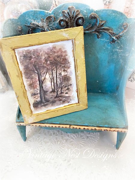Fall Trees No.1:1 Dollhouse Miniature Handmade Wooden Framed Art image 4