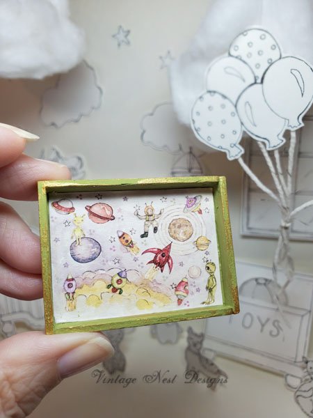 Sun Moon Stars Rocket Ship No.1:1 Dollhouse Miniature Handmade image 2