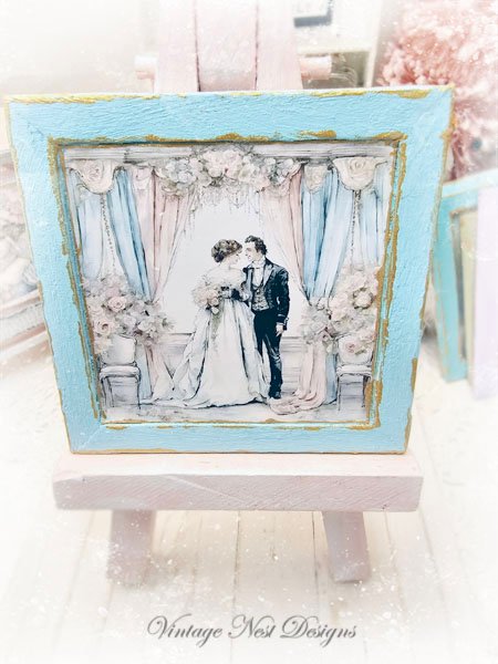 Wedding Couple No.2 Dollhouse Miniature Handmade Framed Art image 1