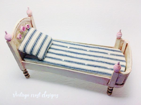 Dollhouse Bed No.3 Handmade Miniature image 5