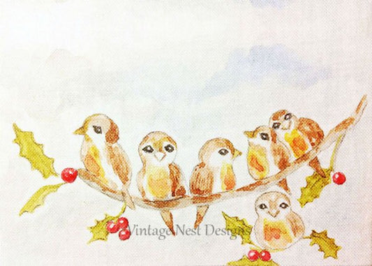 Bird on a Limb No.1 Digital Prints Watercolor Painting image 0