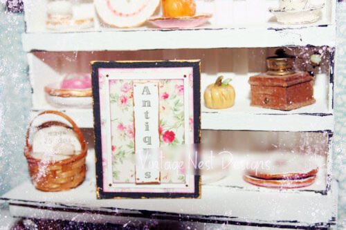 Antiques Sign No.11 Handmade Dollhouse Miniature image 0