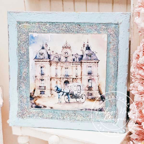 Horse and Carriage No.2:1 Dollhouse Miniature Handmade Wooden Framed Art image 0