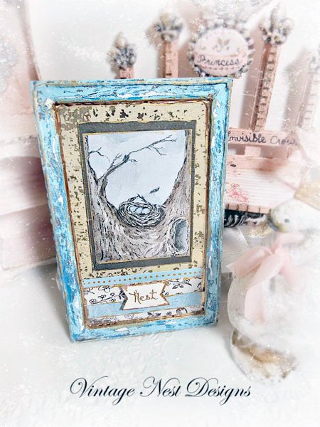 Bird Nest Tree No.2:2 Dollhouse Miniature Handmade Wooden Framed Art image 3