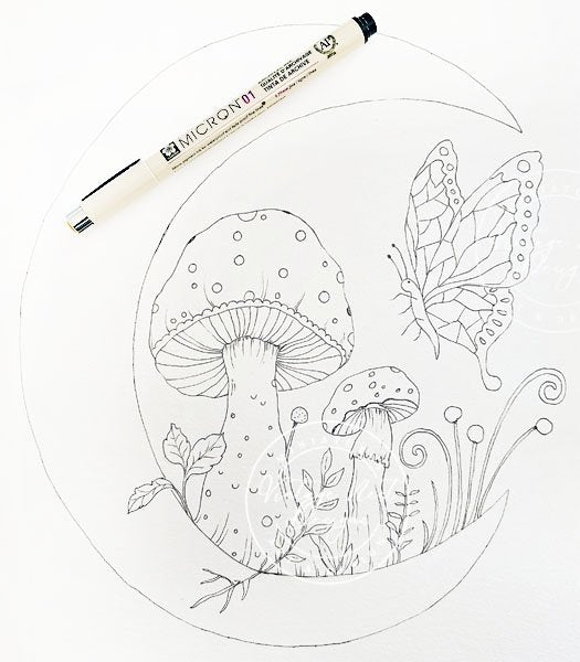 Mushrooms and Butterflies No.1 Original Watercolor Painting image 8