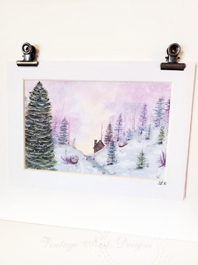 Winter Scene No.4 Original Watercolor Painting image 5
