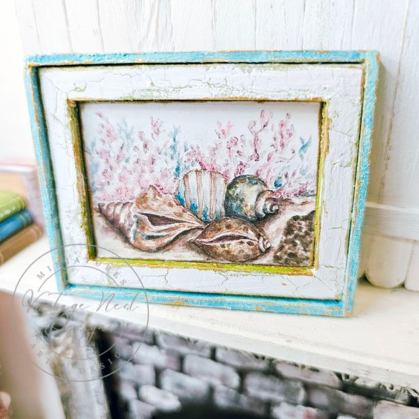 Seashell No.1:1 Dollhouse Miniature Handmade Wooden Framed Art with Additional Frame image 4