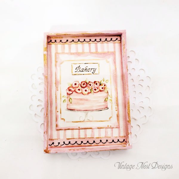 Cake No.4:2 Dollhouse Miniature Handmade Wooden Framed Art image 2