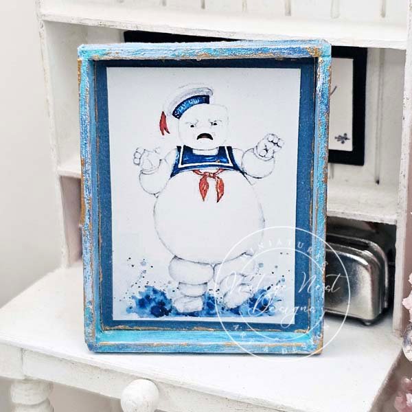 Stay Puft No.1:1 Dollhouse Miniature Handmade Wooden Framed Art image 7