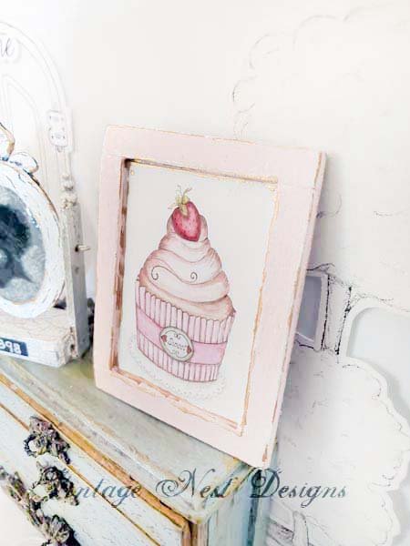 Cupcake No.6:3:2 Dollhouse Miniature Handmade Wooden Framed Art image 4