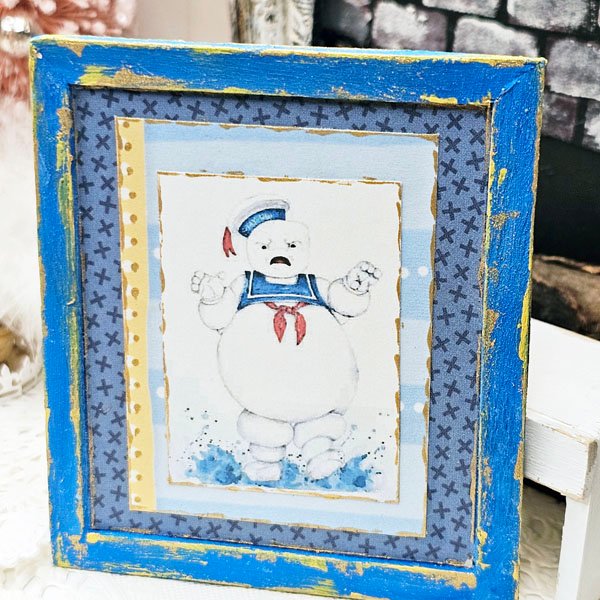 Stay Puft No.1:2 Dollhouse Miniature Handmade Wooden Framed Art image 0