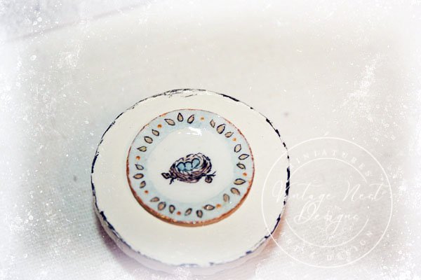 Bird Nest Plate No.1 Dollhouse Miniature Handmade image 1