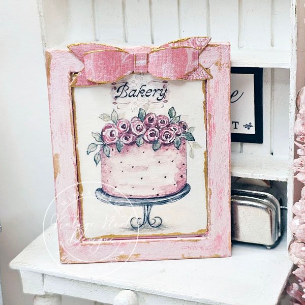 Kitchen Cake No.7:10 Dollhouse Miniature Handmade Wooden Framed Art image 3