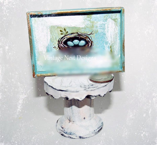 Bird Nest No.10:2 Dollhouse Miniature Handmade Wooden Framed Art image 0